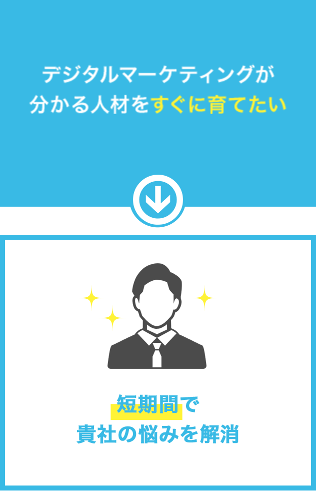 デジタルマーケティングが分かる人材をすぐに育てたい「短期間で貴社の悩みを解消」